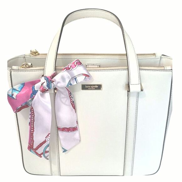 KATE SPADE Newbury lane Tote Leather White Minimalist,Regencycore, Free Twillie! - Picture 1 of 12
